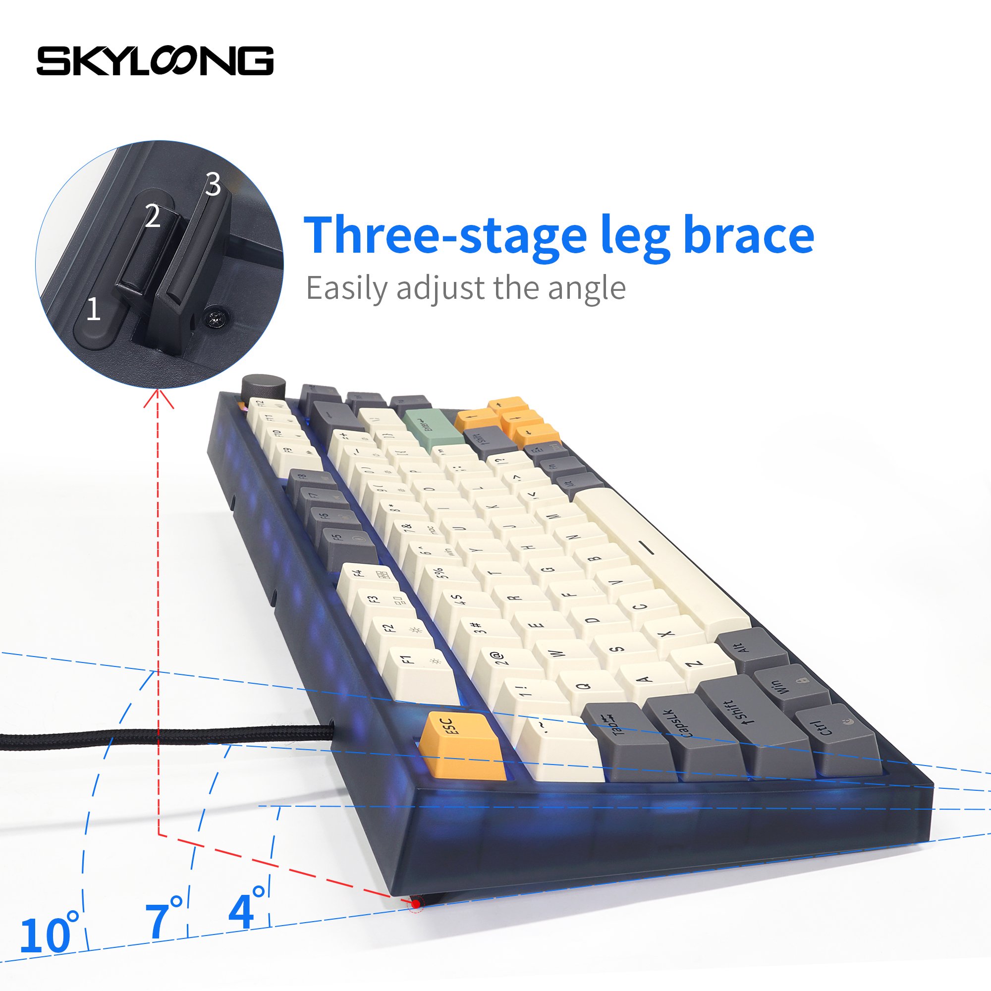 factory OEM ODM 75 keys half transparent case metal knob switch gaming mechanical keyboard optical switch sk75