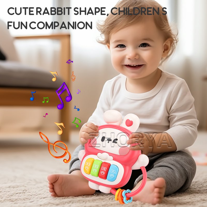Zhorya Baby Educational Cartoon Animal Musical Keyboard Toys Dinosaur Early Learning Piano Toys With Music Light