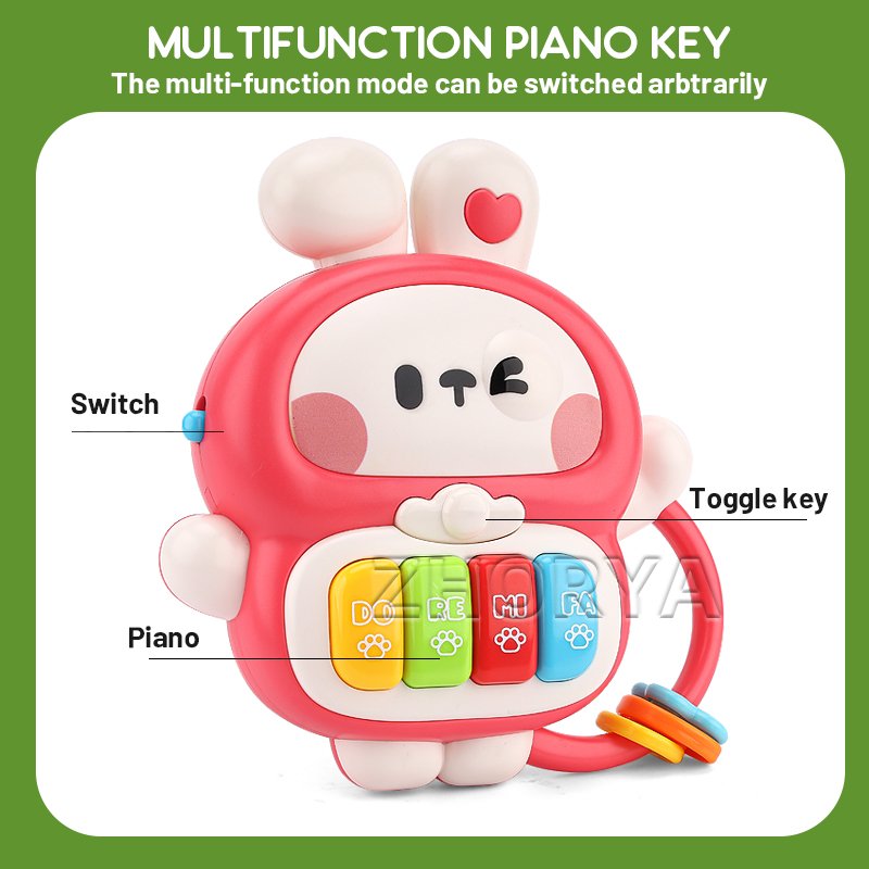 Zhorya Baby Educational Cartoon Animal Musical Keyboard Toys Dinosaur Early Learning Piano Toys With Music Light