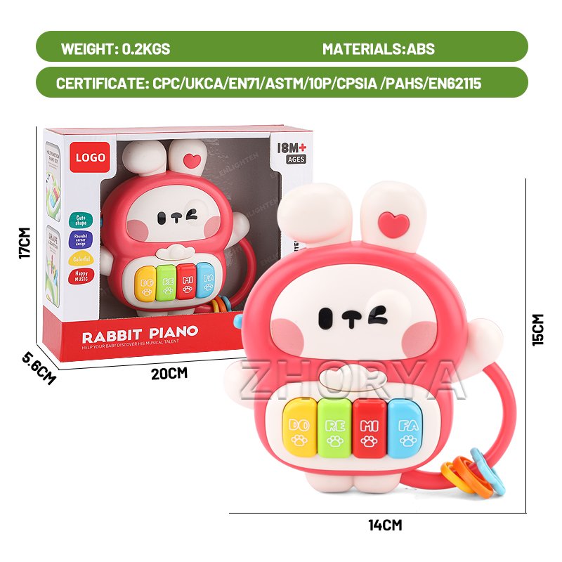 Zhorya Baby Educational Cartoon Animal Musical Keyboard Toys Dinosaur Early Learning Piano Toys With Music Light
