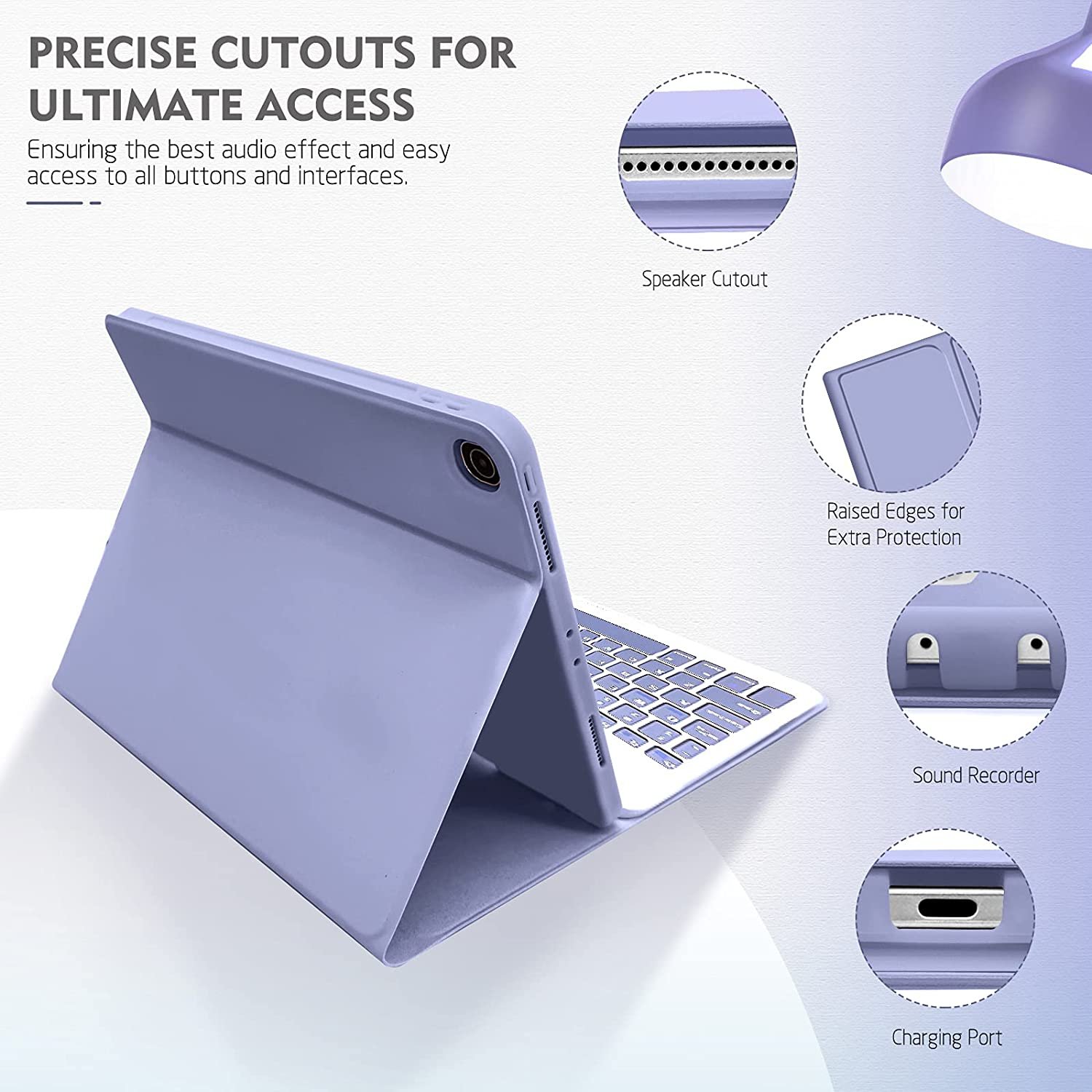10.2Inch PU Leather Protective Case Tablet With Color Keyboard And Stylus pen holder For Ipad