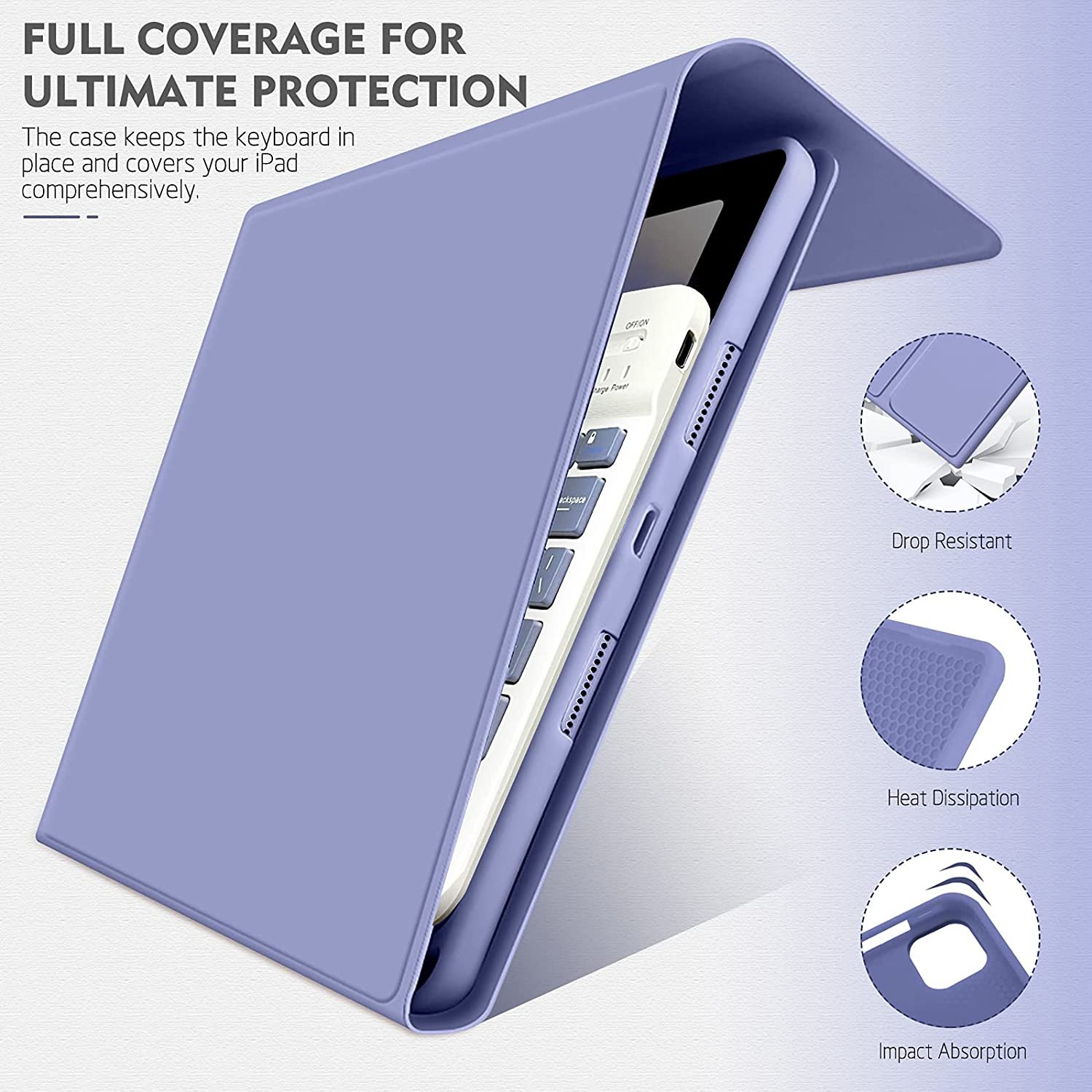 10.2Inch PU Leather Protective Case Tablet With Color Keyboard And Stylus pen holder For Ipad