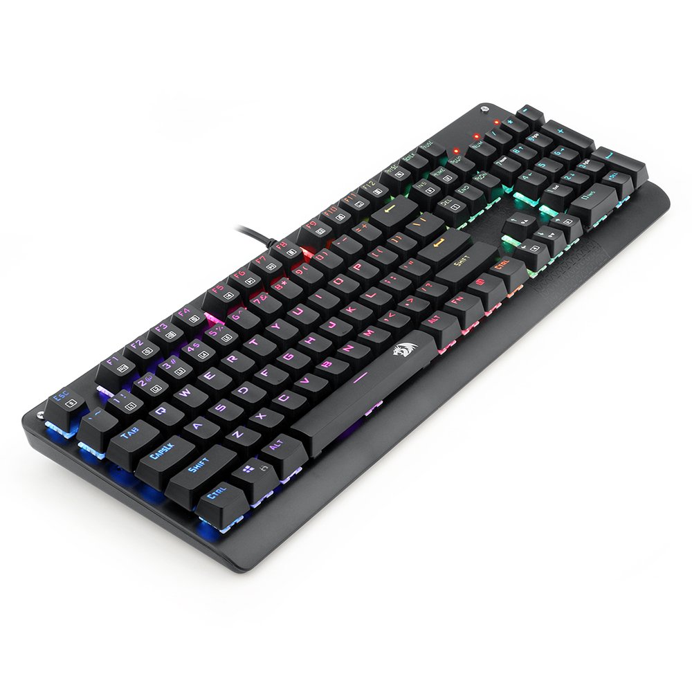 New Redragon mechanical switch colorful LED backlit ergonomics pc gamer mechanical gaming keyboard