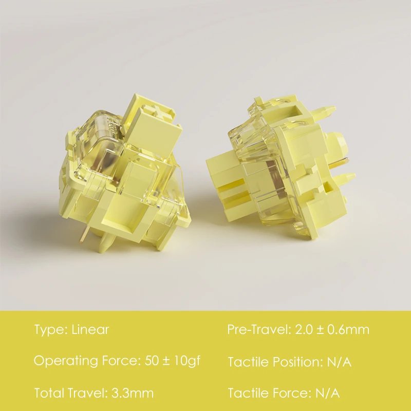45 Pieces/Box Akko V3 Pro Cream Yellow Switches 5 Pin 50gf Dustproof Stem Linear Switch Compatible with MX Keyboard Switches