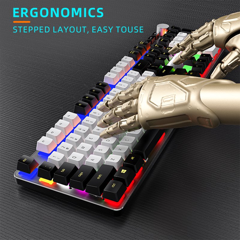 QWERTY Custom Spain Arabic Russia swedish Layout 104 Keys LED PBT Keycaps Wired Gaming Keyboard Red Switch Mechanical Keyboard