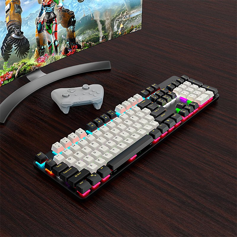 QWERTY Custom Spain Arabic Russia swedish Layout 104 Keys LED PBT Keycaps Wired Gaming Keyboard Red Switch Mechanical Keyboard