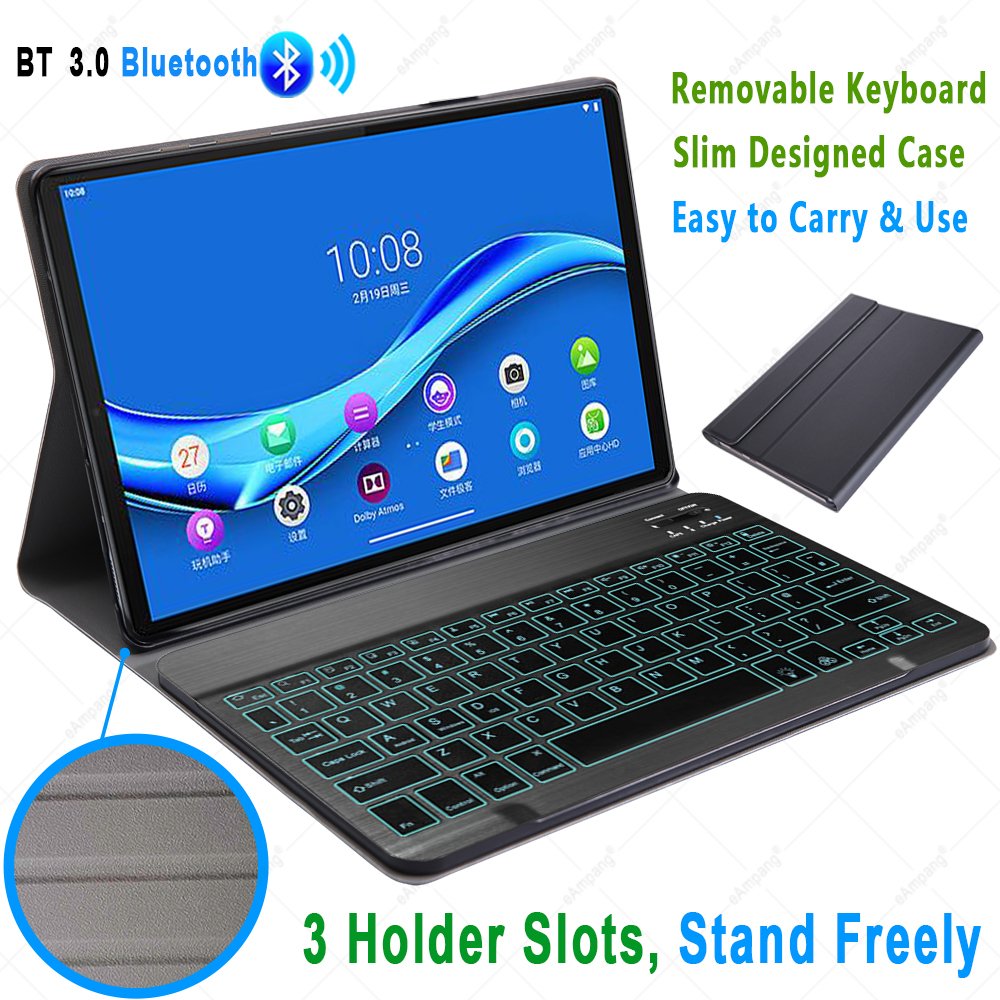 Hot sell Smart Wireless touchpad backlight Keyboard with Leather Tablet Case for lenovo tab m10 and lenovo tab m10 plus