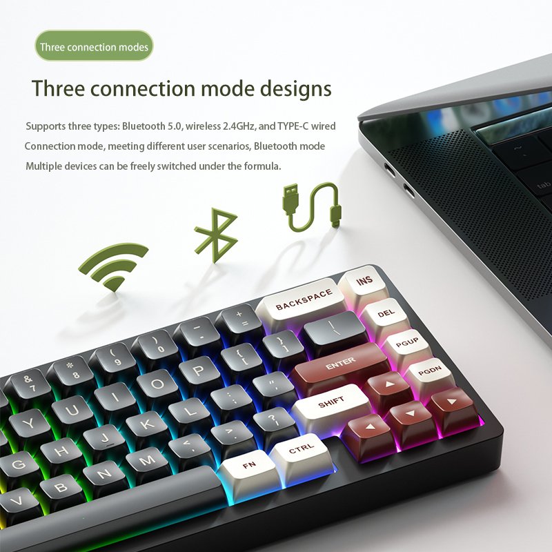 Lucky65 Wireless Full Rgb Hot Swappable Mechanical Keyboard Kit With 3 Types Of 2.4g Wired Bluetooth Connections