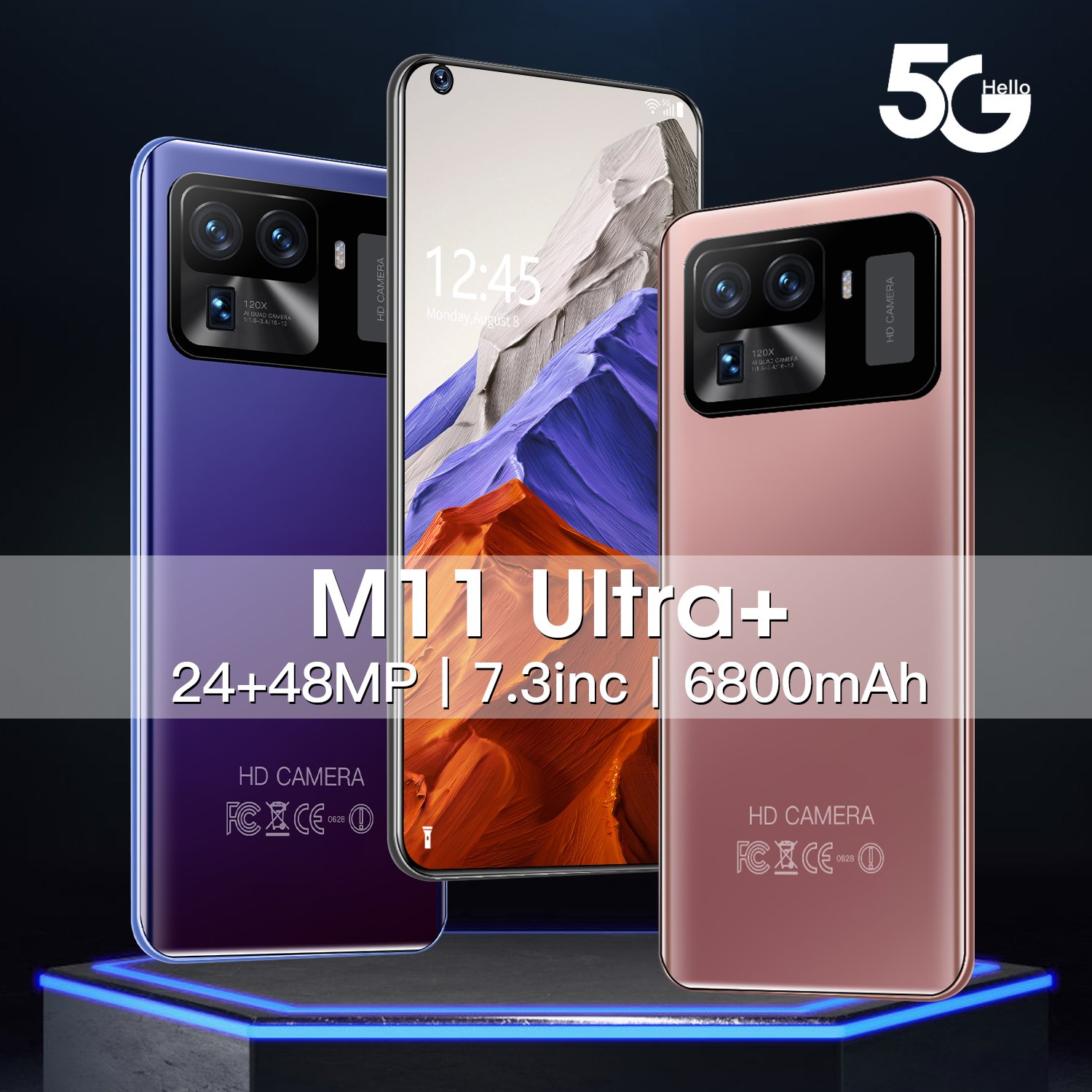 Cross-border mobile phone M11 Ultra+Android (16+512) smart phone 7.3 inch large screen HD mobile phone