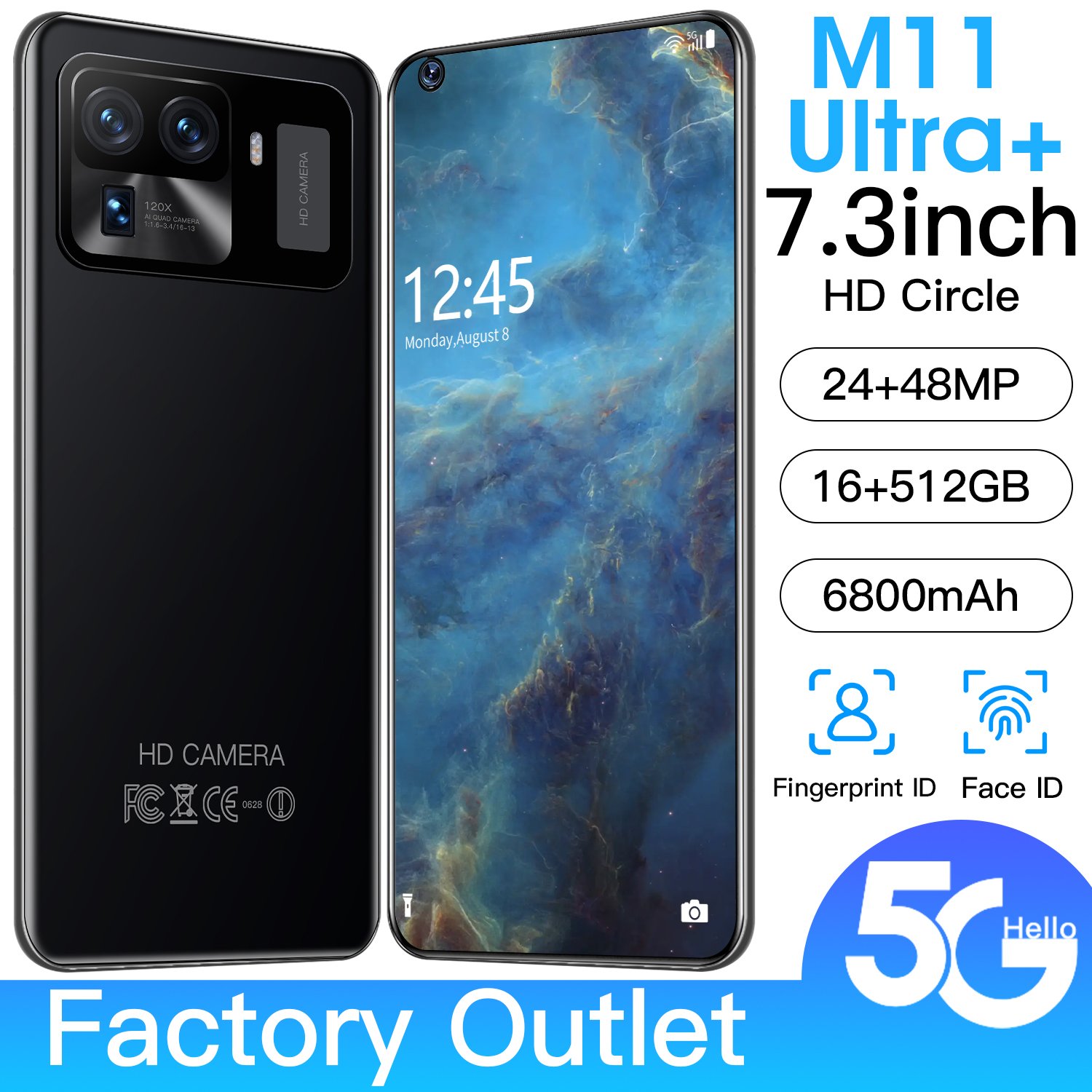 Cross-border mobile phone M11 Ultra+Android (16+512) smart phone 7.3 inch large screen HD mobile phone