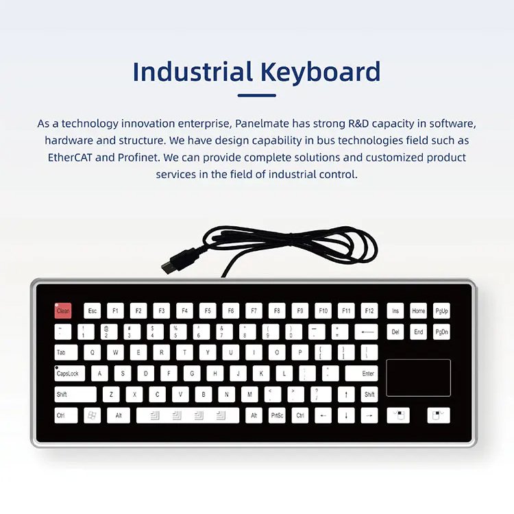 IKB21185 | Customized Size Front IP65 EtherCAT Intelligent Electronic PLC Controller CNC Control Panel Industrial Keyboard