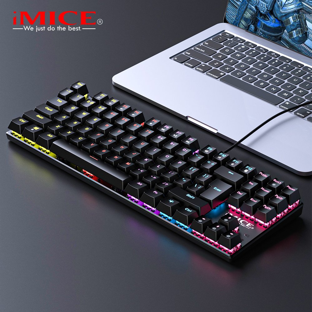 IMICE MK-X50 Mechanical Gaming Keyboard with 87 Keys Ergonomic design, blue switches and RGB Backlit