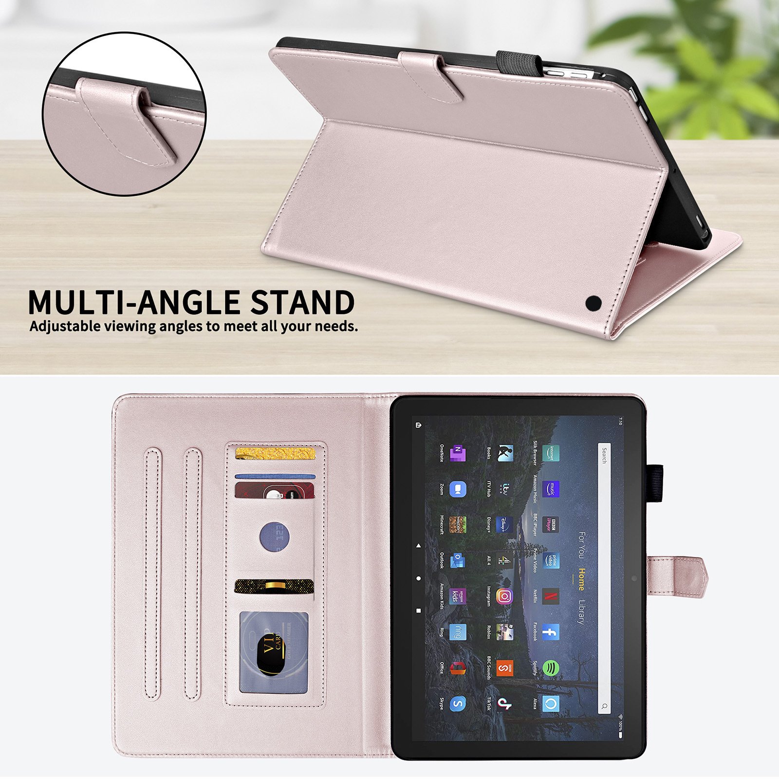 custom new pu Protective Tablet Cover Leather Tablet Case With Multi Function Card Holder Tablet pouch for fire HD10 20212023