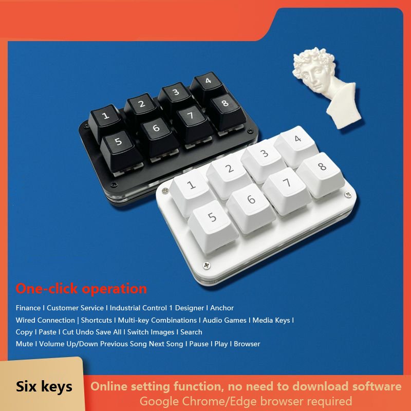 8-key Mechanical Keyboard Game One-handed Macro Programming Mini Custom Keyboard Office Game Design Key Caps Mechanical Keyboard