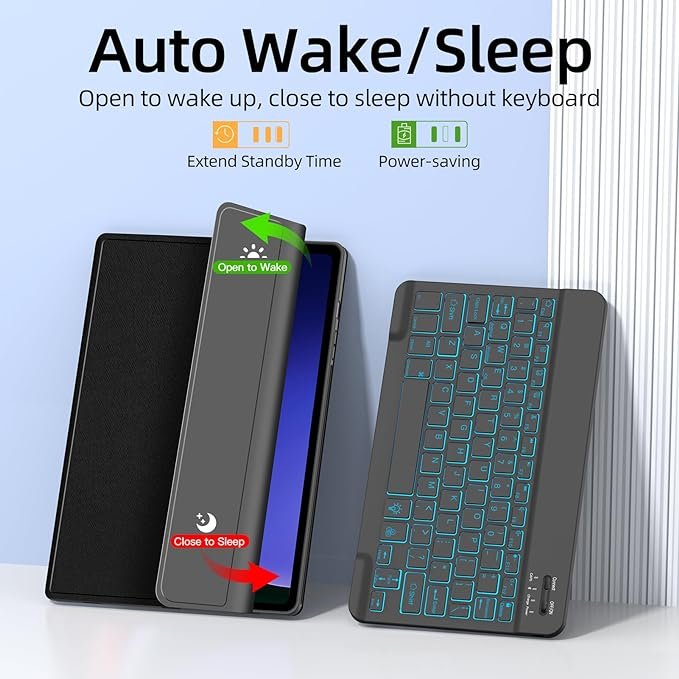 Wireless Backlit Keyboard Case with Soft TPU Leather Cover For Samsung Galaxy Tab Tablet S9 Plus S9 FE Plus2023