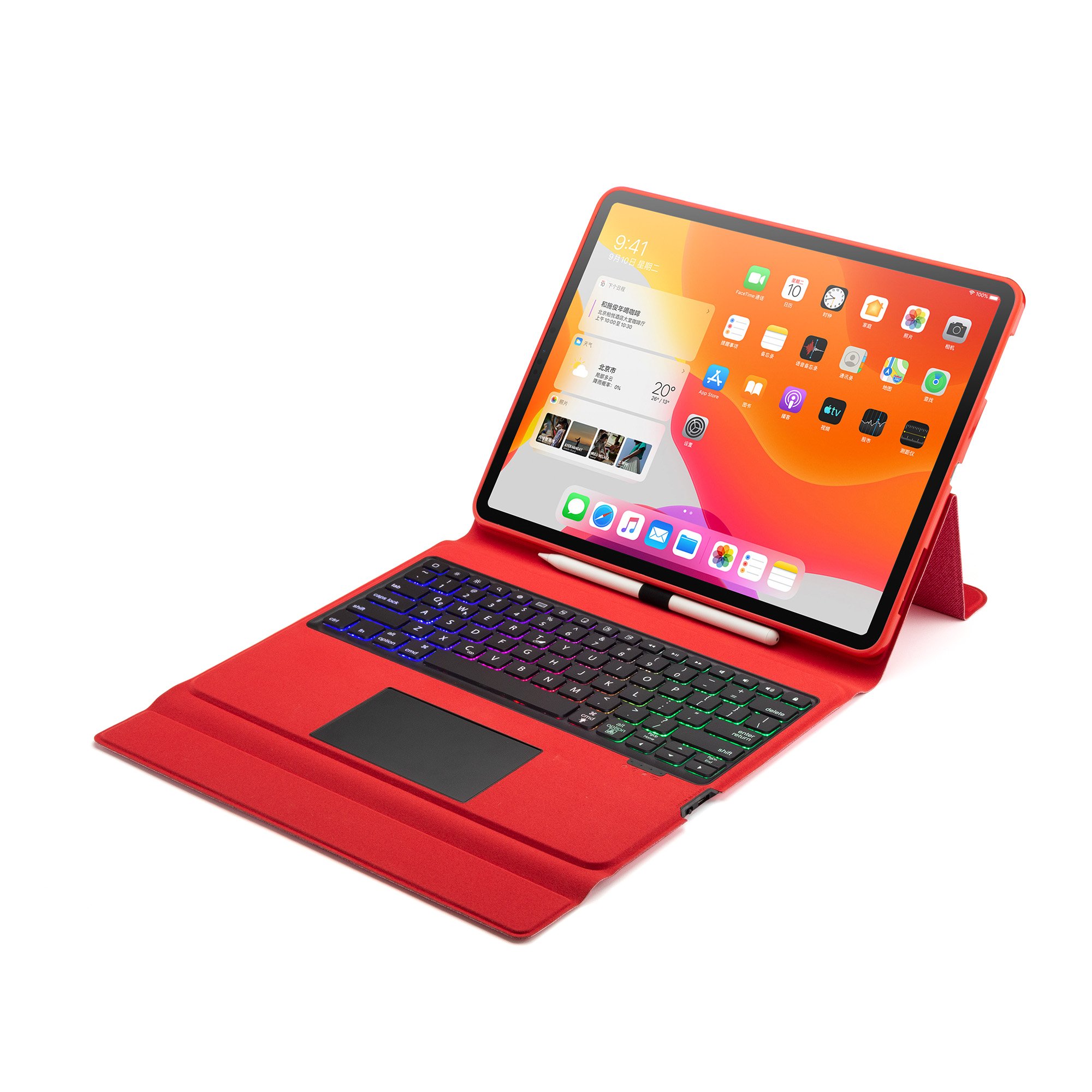 New Ultra-slim Wireless Keyboard Case for Ipad Pro 12.9inch 2022/2021/2020/2018 PU Leather Trackpad RGB Backlit Keyboard Cover