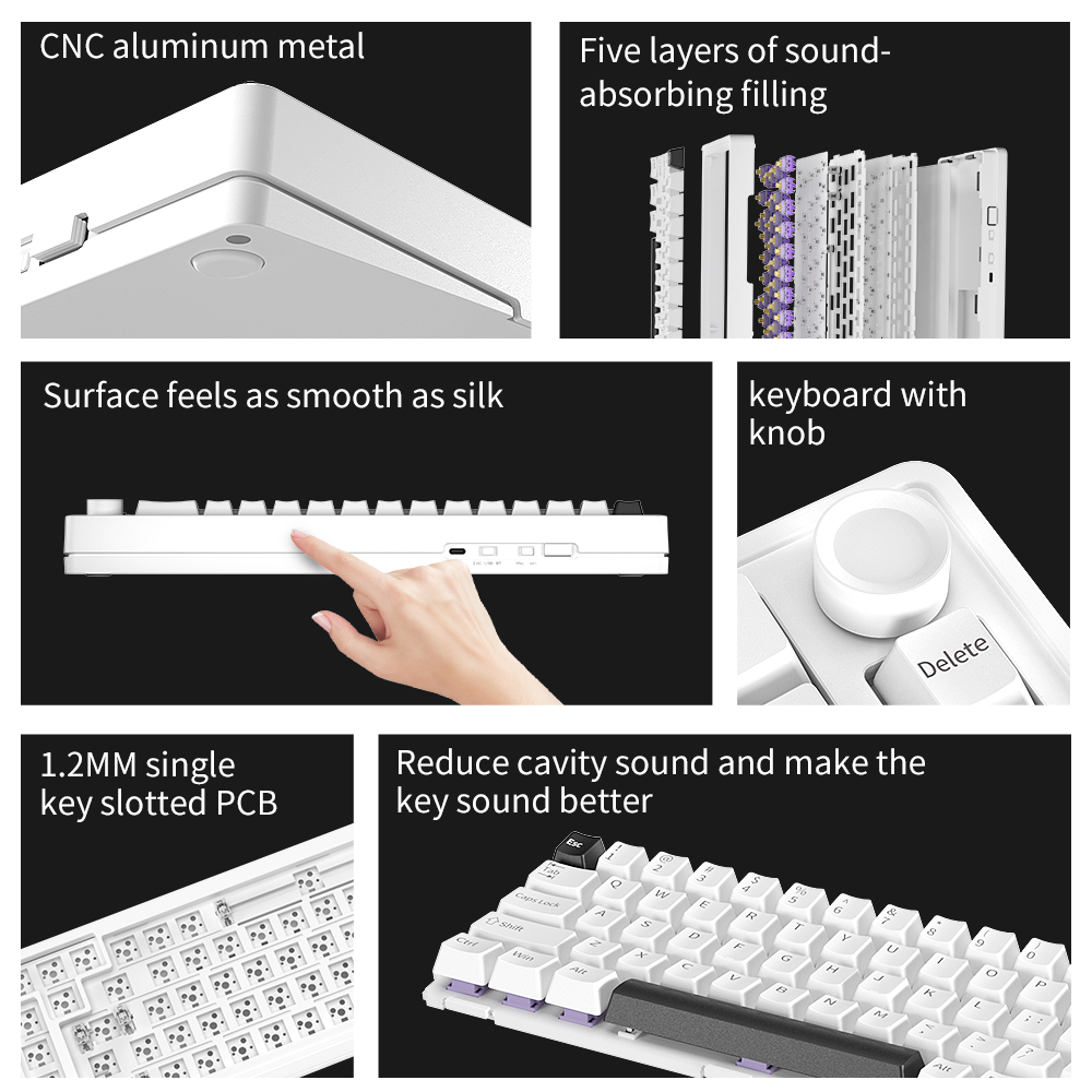 E68 Custom CNC Aluminum Keyboard PBT Keycap HMX Switch 3-mode Hot Swap RGB Wired 2.4G Wireless Gasket Gaming Mechanical keyboard