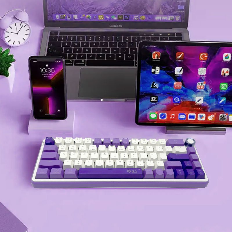 New 68-Key Ergonomic Hot-Swappable Triple-Mode RGB Mechanical Keyboard with Customization Support