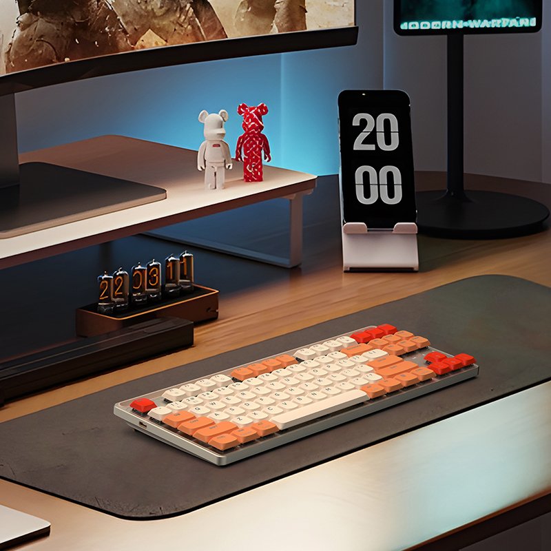 Low Profile Mechanical keyboard Outemu Brown Switch gaming Keyboard TKL Style 2.4G BT Wired Tri Mode 1000Hz Metal Case for PC