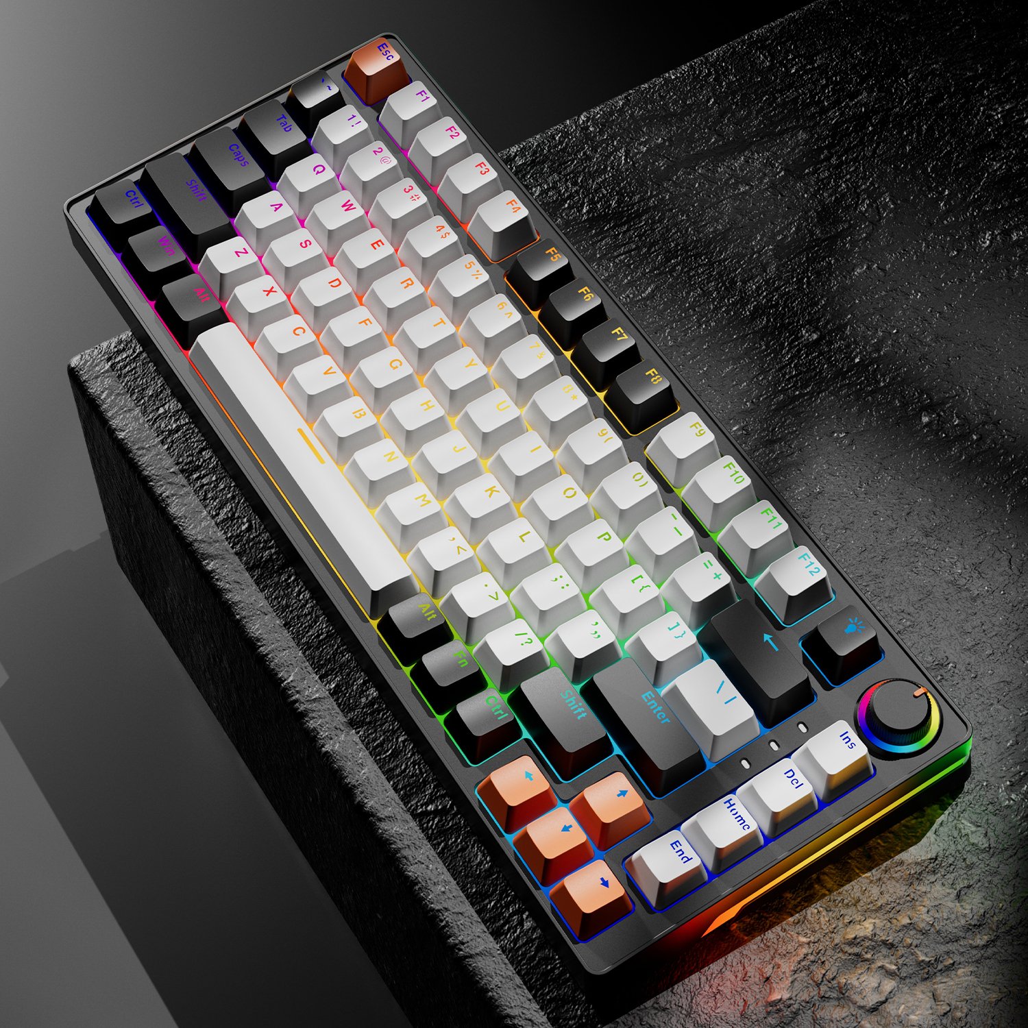 SAMA Newest Design Gasket Mechanical Keyboard 83 Keys Hot-swappable RGB Wired Rechargeable Wireless Gaming Russian Keyboard