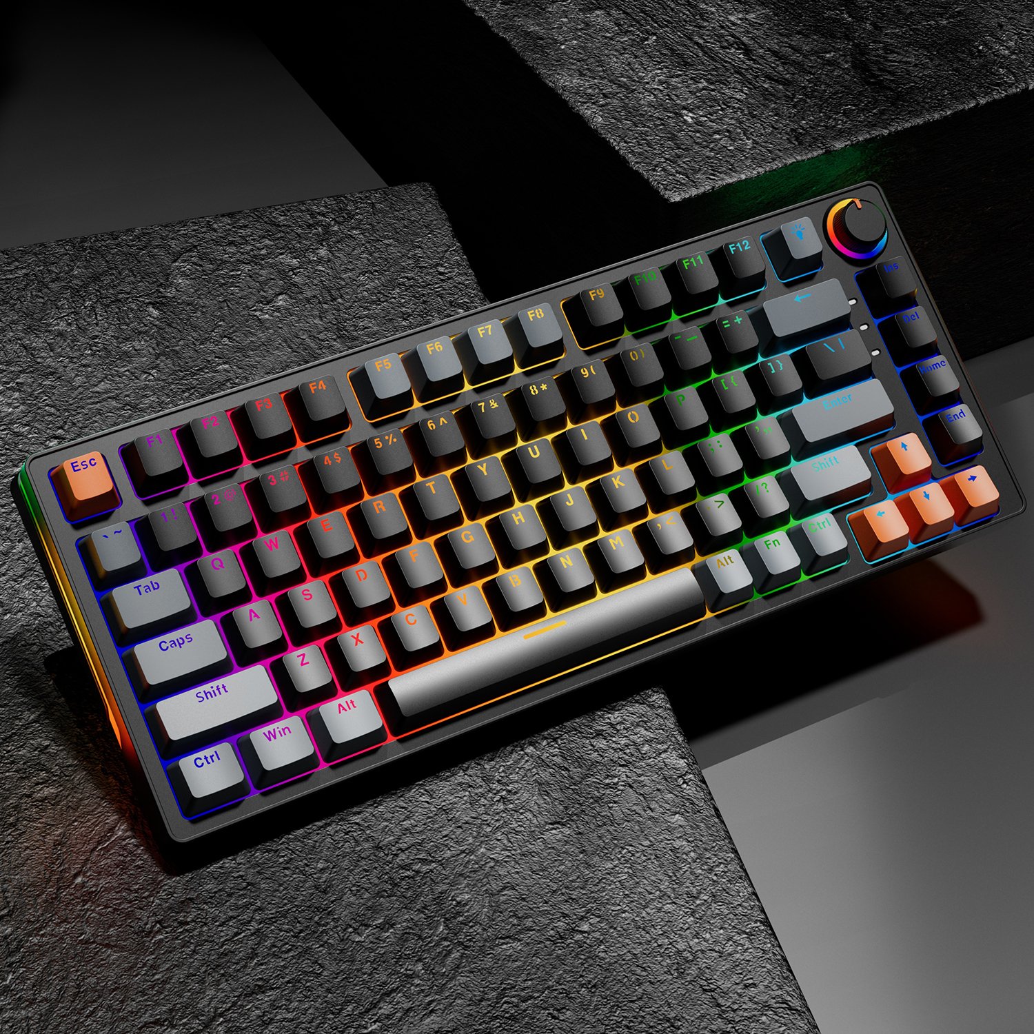SAMA Newest Design Gasket Mechanical Keyboard 83 Keys Hot-swappable RGB Wired Rechargeable Wireless Gaming Russian Keyboard