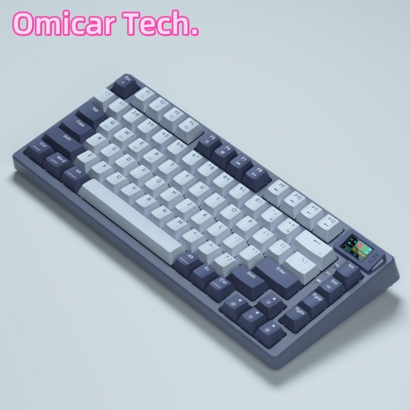 OEM Logo wired RGB LED light pc computer custom 2.4G wireless gaming mechanical switch 75% keyboard with LC D screen display