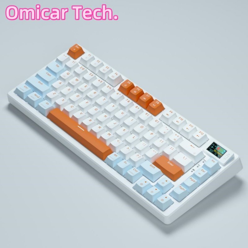 OEM Logo wired RGB LED light pc computer custom 2.4G wireless gaming mechanical switch 75% keyboard with LC D screen display