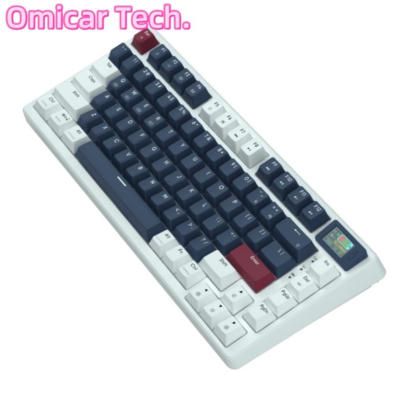 OEM Logo wired RGB LED light pc computer custom 2.4G wireless gaming mechanical switch 75% keyboard with LC D screen display
