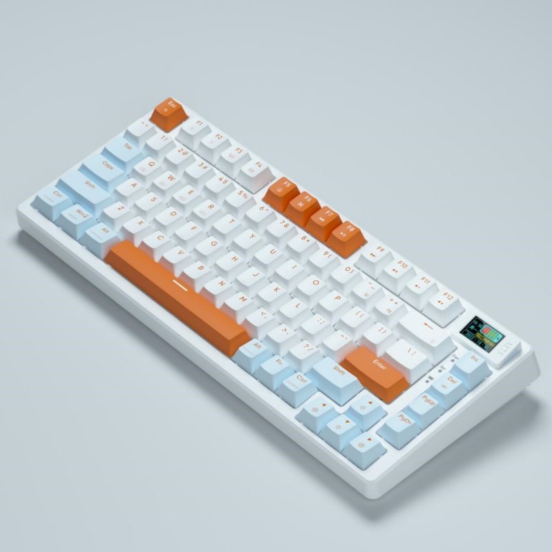 OEM Logo wired RGB LED light pc computer custom 2.4G wireless gaming mechanical switch 75% keyboard with LC D screen display