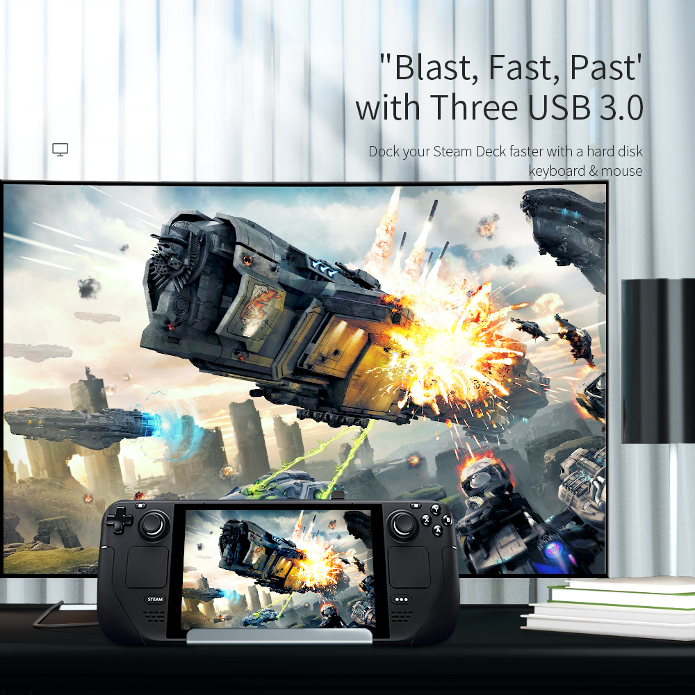 Docking Station for Steam Deck,6-in-1 Hub Steam Deck Dock Stand with HD-MI 2.0 4K@60HZ TV, Support PD 3.0 Fast charging