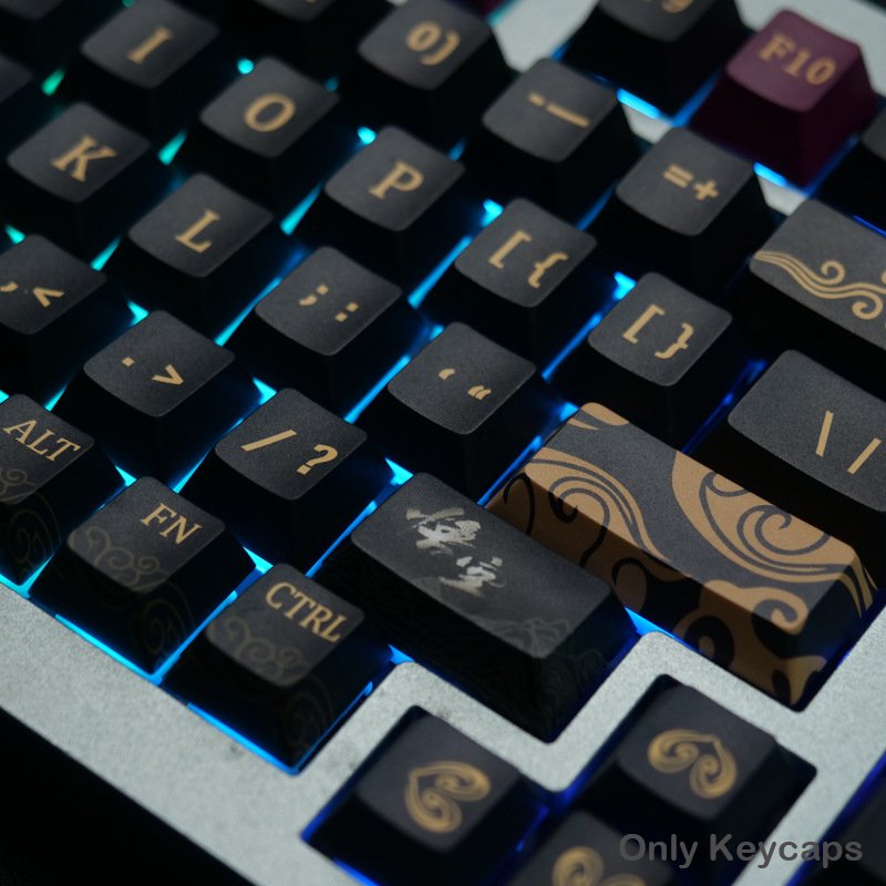 Black Myth- Wukong Keycaps Cherry Profile PBT DYE SUB 128 Keys LED Pass through for Mechanical Keyboard office gift