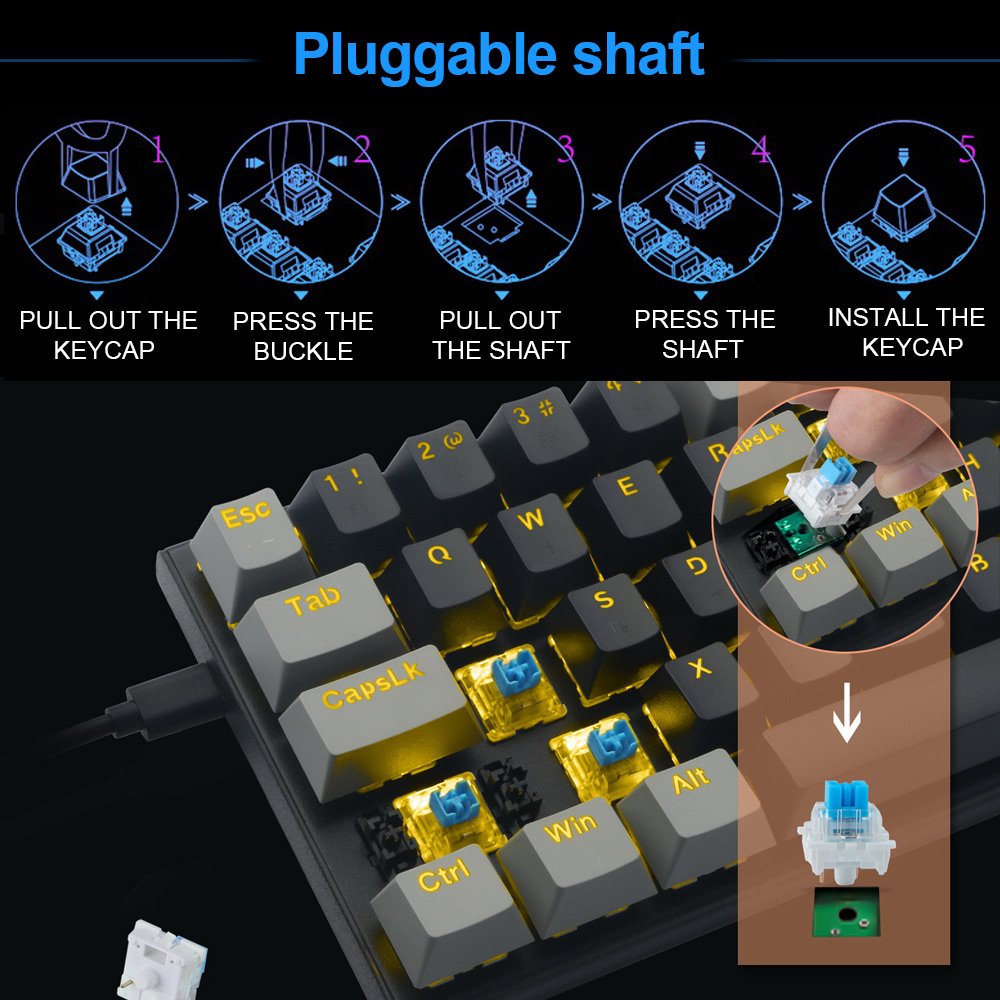 E-YOOSO Z11 Z-11 USB 60% Mini Blue Red Switches 61 Keys Wired Mechanical Gaming Keyboard