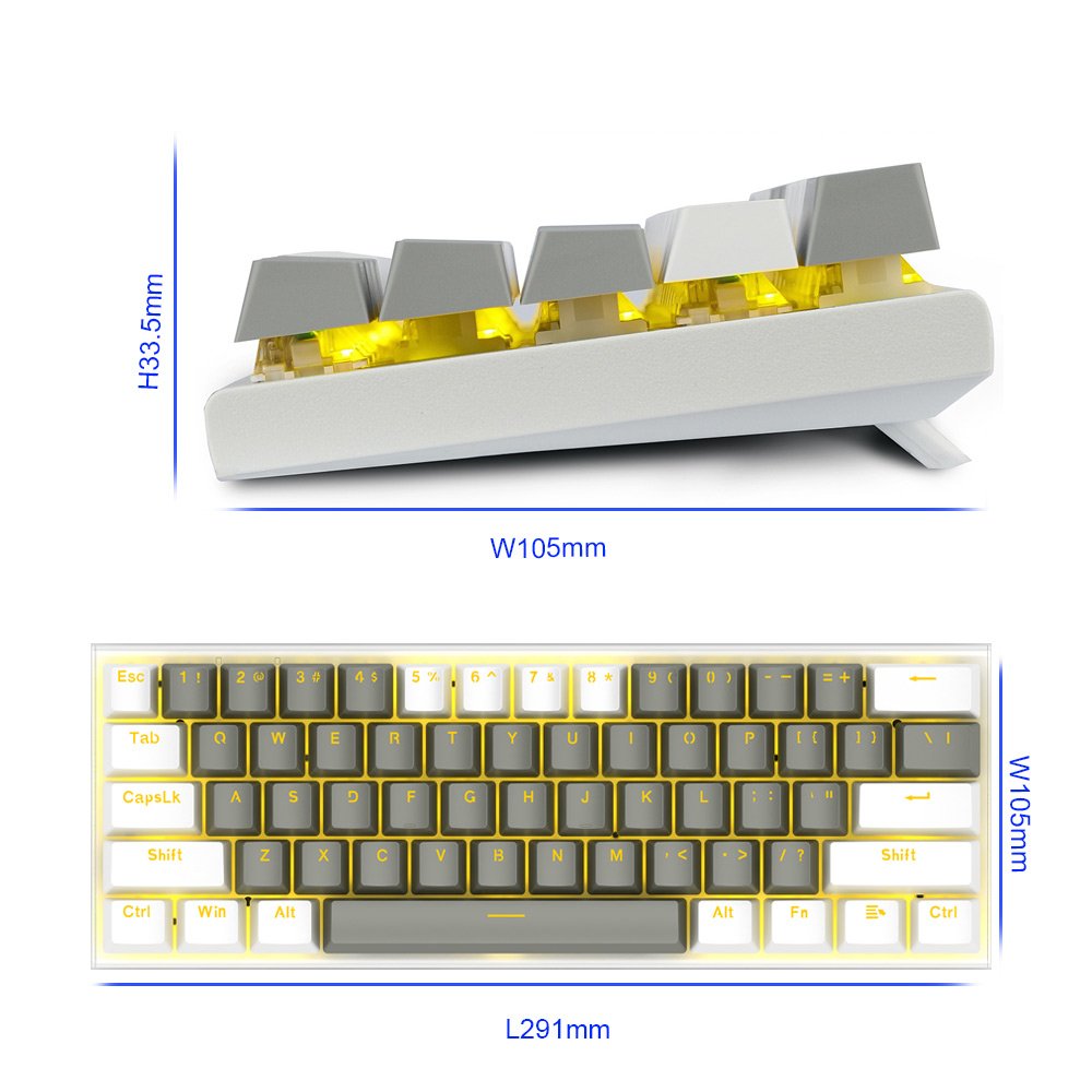 E-YOOSO Z11 Z-11 USB 60% Mini Blue Red Switches 61 Keys Wired Mechanical Gaming Keyboard