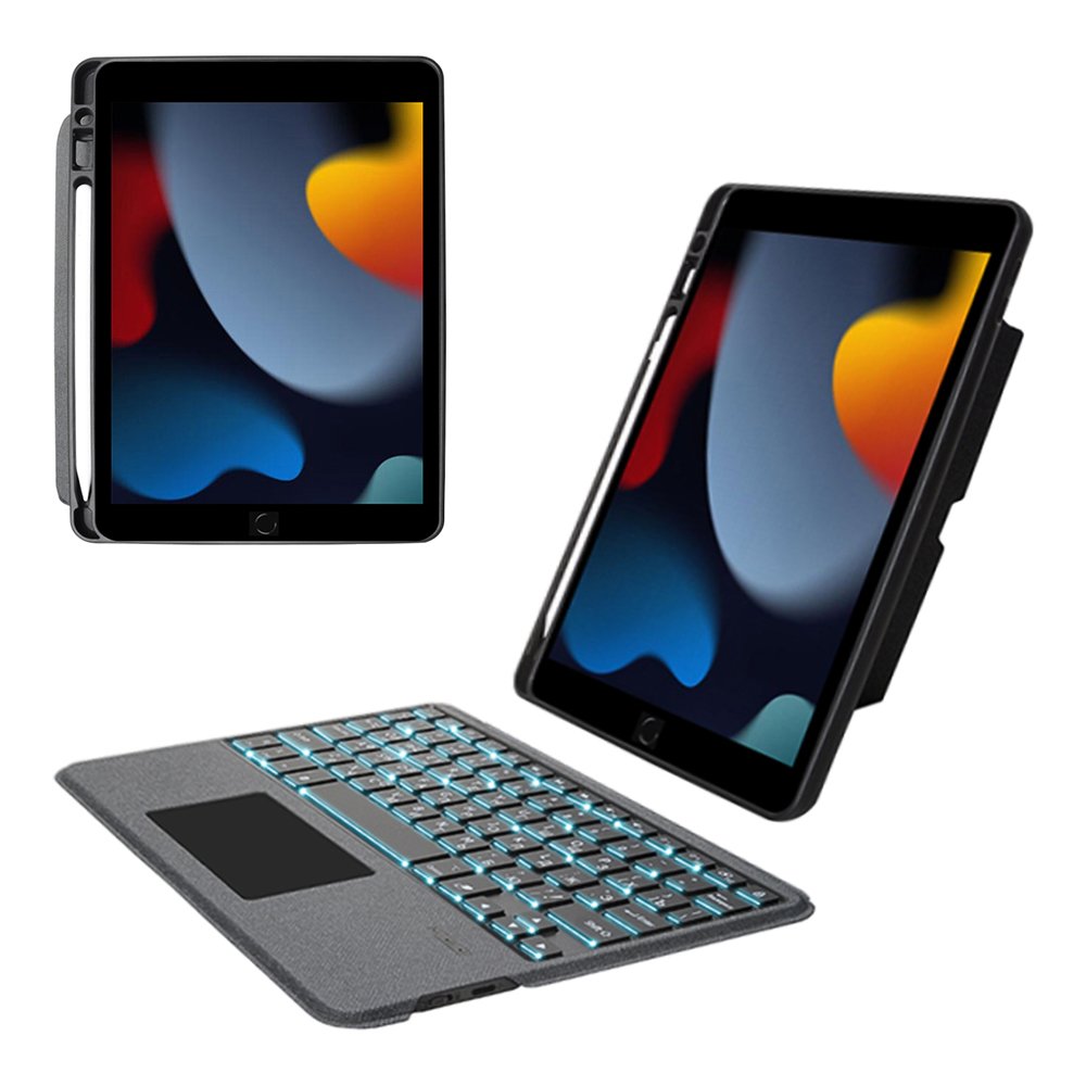 For Ipad 10.2'' Detachable Magnetic Integrated wireless Keyboard case with backlit and pen slot