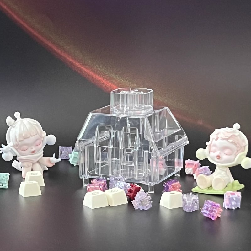 PC Transparent Switch Storage Case Keyboard Transparent Pink Purple Green Switches Container Storage Box