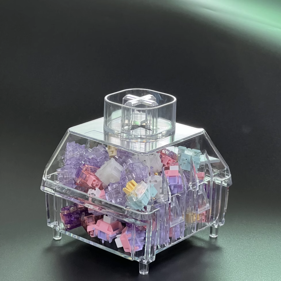 PC Transparent Switch Storage Case Keyboard Transparent Pink Purple Green Switches Container Storage Box