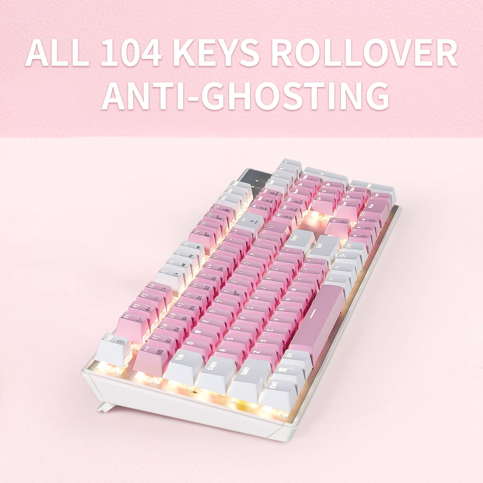104 keys Aluminum alloy panel white backlit red box switch pbt keycap ergonomic keyboard Wired Gaming Mechanical Keyboard