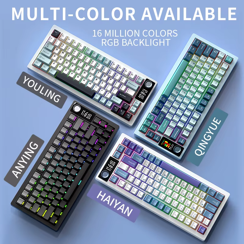 Langtu LT75 3-Mode 80 Keys RGB PBT Wired/Wireless/BT RGB Gasket Customized 75% Gamer Mechanical Keyboard