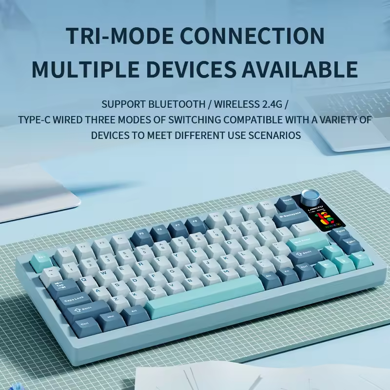 Langtu LT75 3-Mode 80 Keys RGB PBT Wired/Wireless/BT RGB Gasket Customized 75% Gamer Mechanical Keyboard