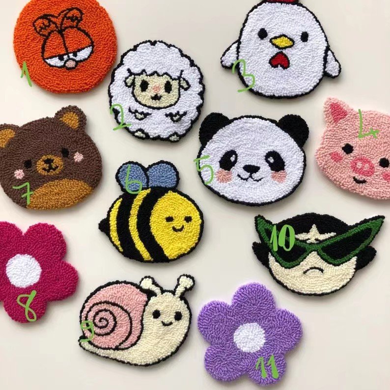 Custom Punch Needle Mug Rug Coaster Customization DIY Mat Anime Handcraft Tufting Low MOQ Cute Needle Rug for Decorative