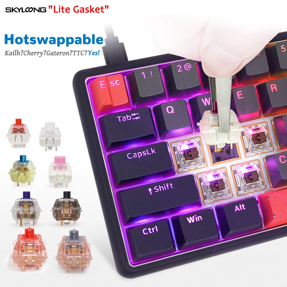 Newest launch skyloong V3 of GK61 in Lite gasket OEM PBT keycaps Gateron switch rgb gaming mechanical keyboard