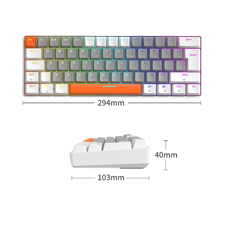 62 Keys Keyboard Green Red Switch Custom Keycap Mini USB Wired Gaming Fashion RGB backlit optical mechanical keyboard