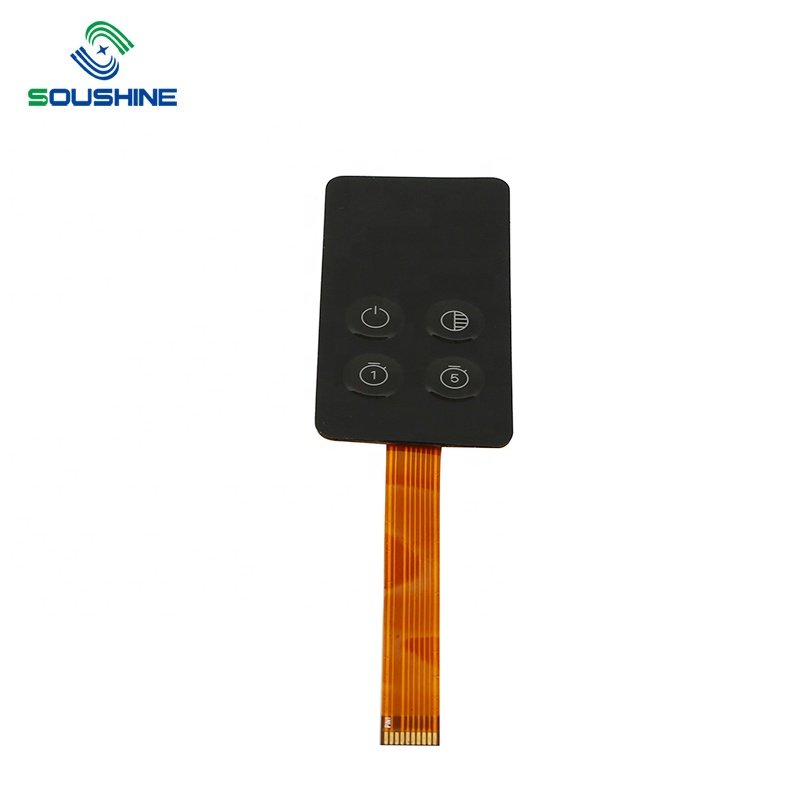 Low MOQ Custom Led 4 push tactile button membrane keypad membrane switch with female connector