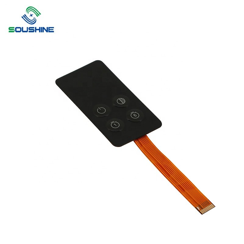 Low MOQ Custom Led 4 push tactile button membrane keypad membrane switch with female connector