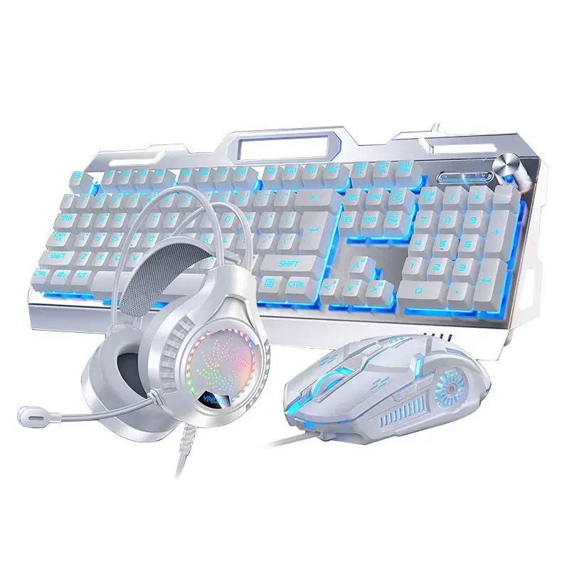 RGB keyboard Wired Desktop104 key Gaming Keyboard LED Backlight keyboard mouse headphone mouse pad Set