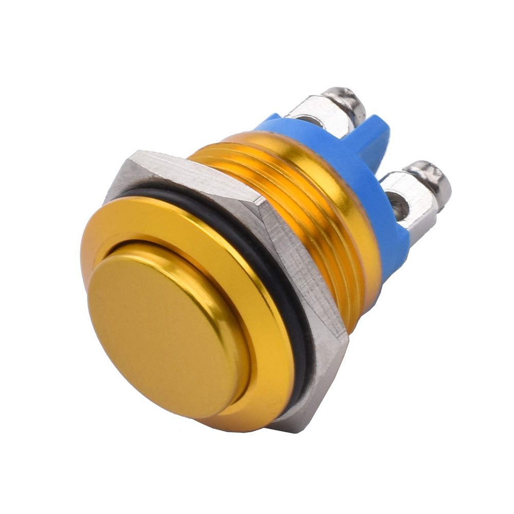 Langir 16mm Metal Push Button Switch Momentary 1NO Car Press Button Screw Terminal High Flat Ball Head