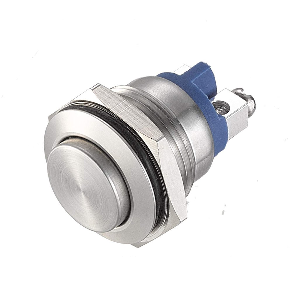 Langir 16mm Metal Push Button Switch Momentary 1NO Car Press Button Screw Terminal High Flat Ball Head