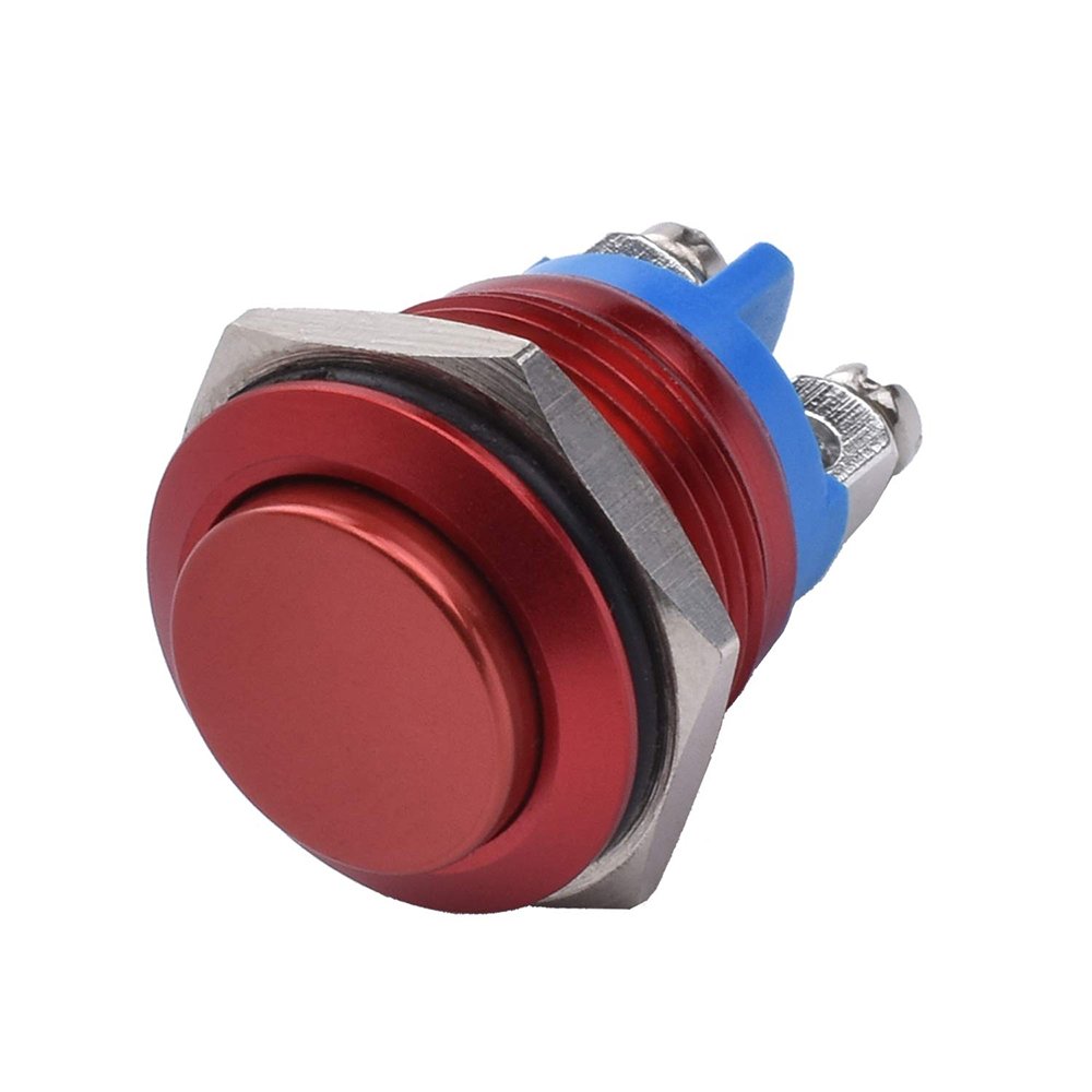 Langir 16mm Metal Push Button Switch Momentary 1NO Car Press Button Screw Terminal High Flat Ball Head