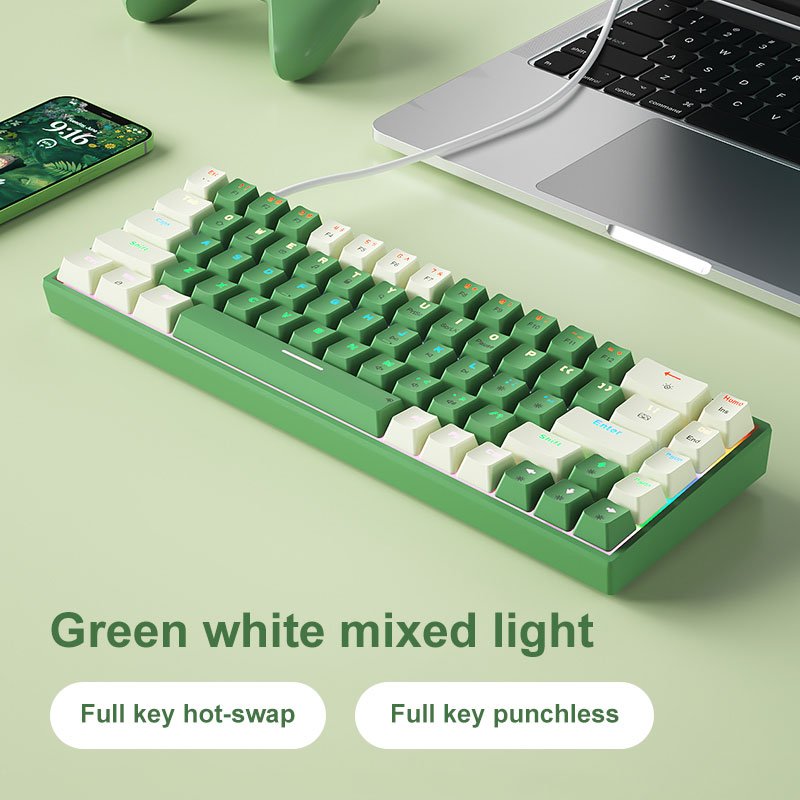 Wireless 68 Keys Game Mini RGB Backlit Keyboard mechanical hand feeling Business Office portable small computer keyboard