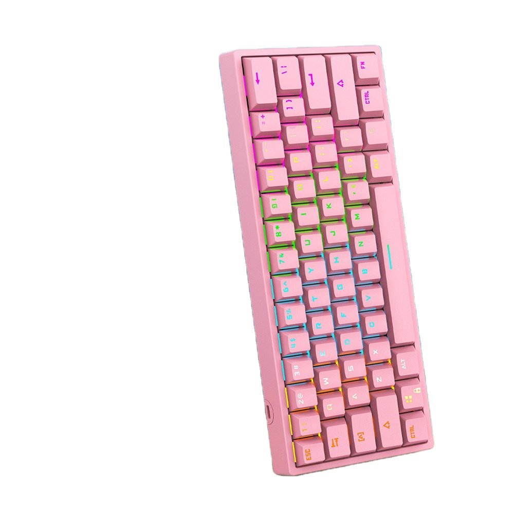 pbt keycaps red switch wired 65% gaming rk61 mechanical keyboard backlit optical switch gaming mechanical keyboard
